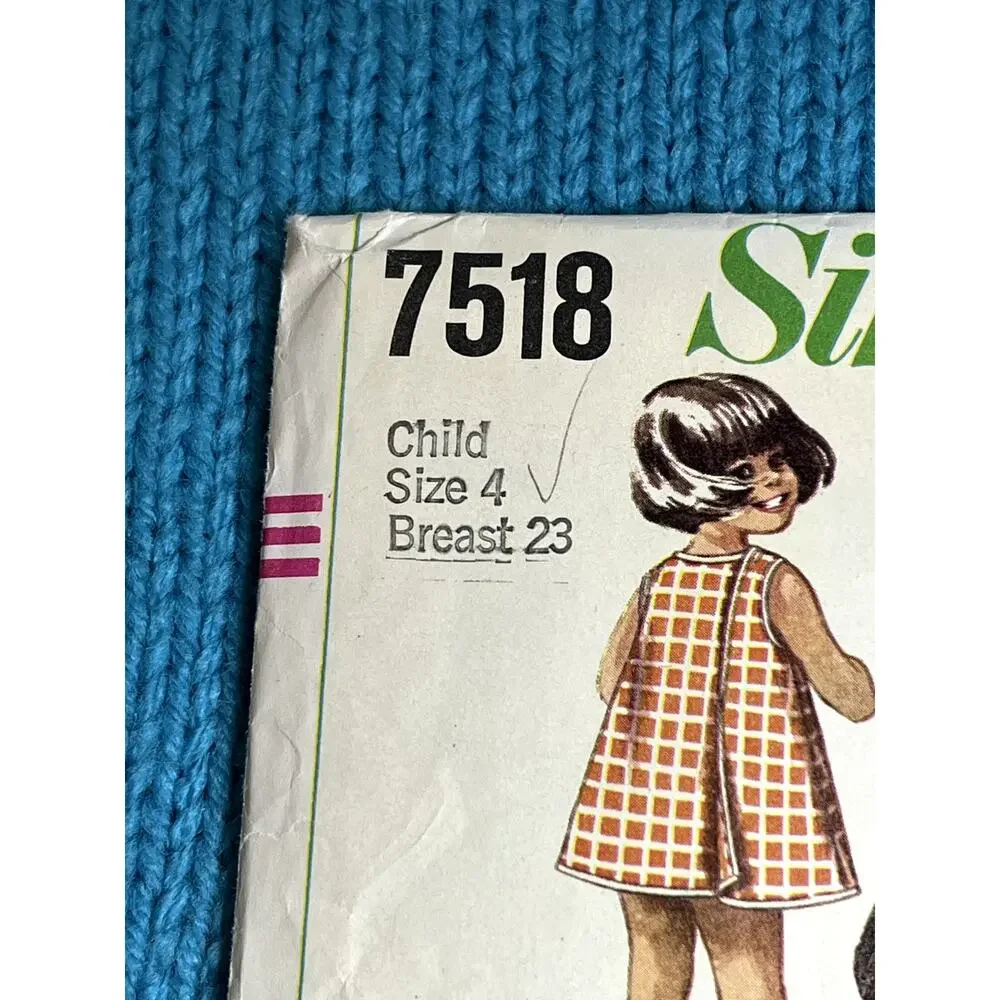Simplicity 7518 Sewing pattern girls dress A line wrap 1960s size 4